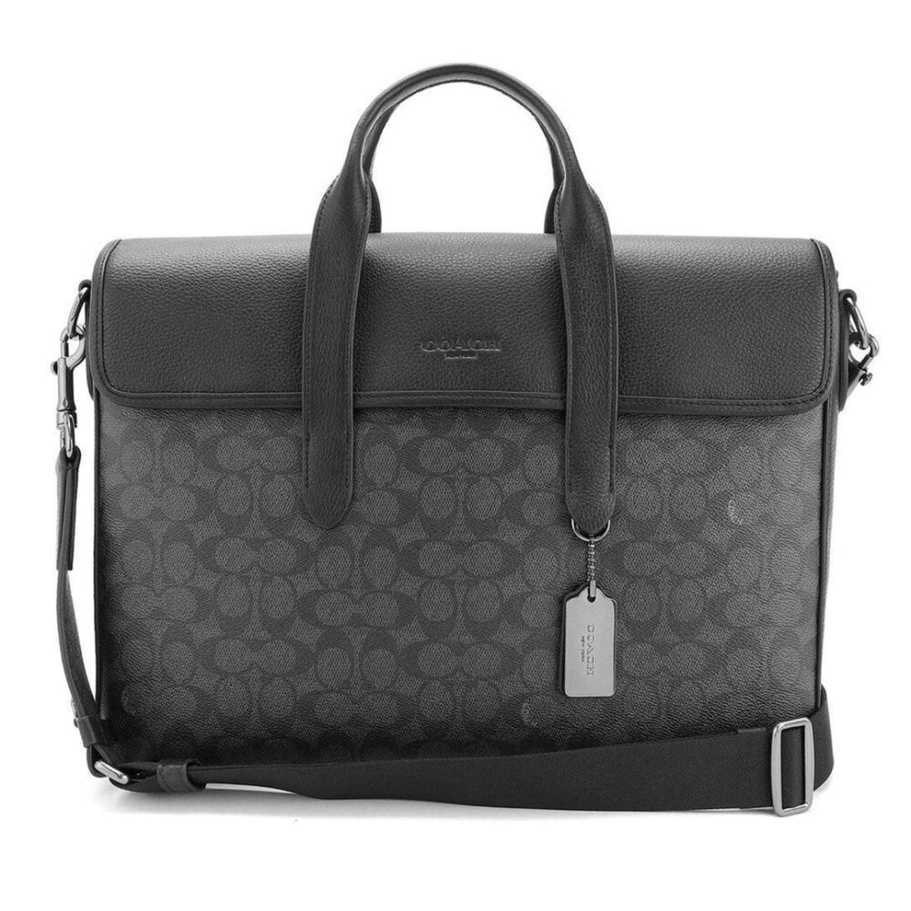 Coach Sullivan Signature Briefcase Charcoal Black NEW